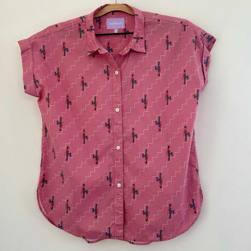 Bonobos Pink Patterned Blouse - image 1